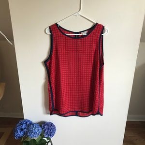 Red & Navy Sheer Shell Top